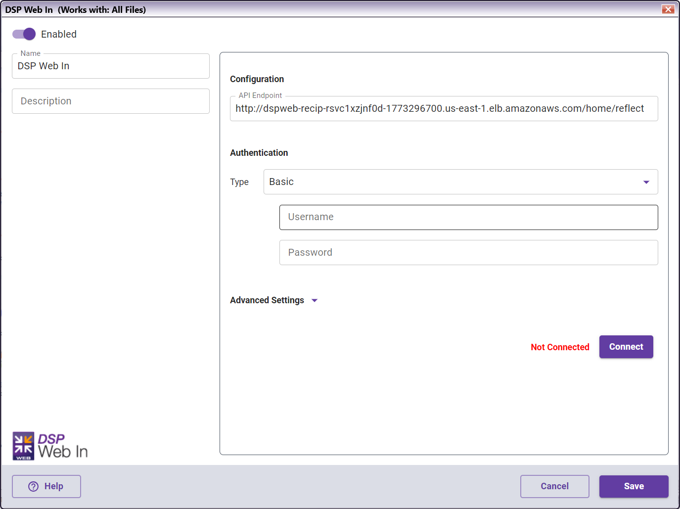 DSP Web In Node with API