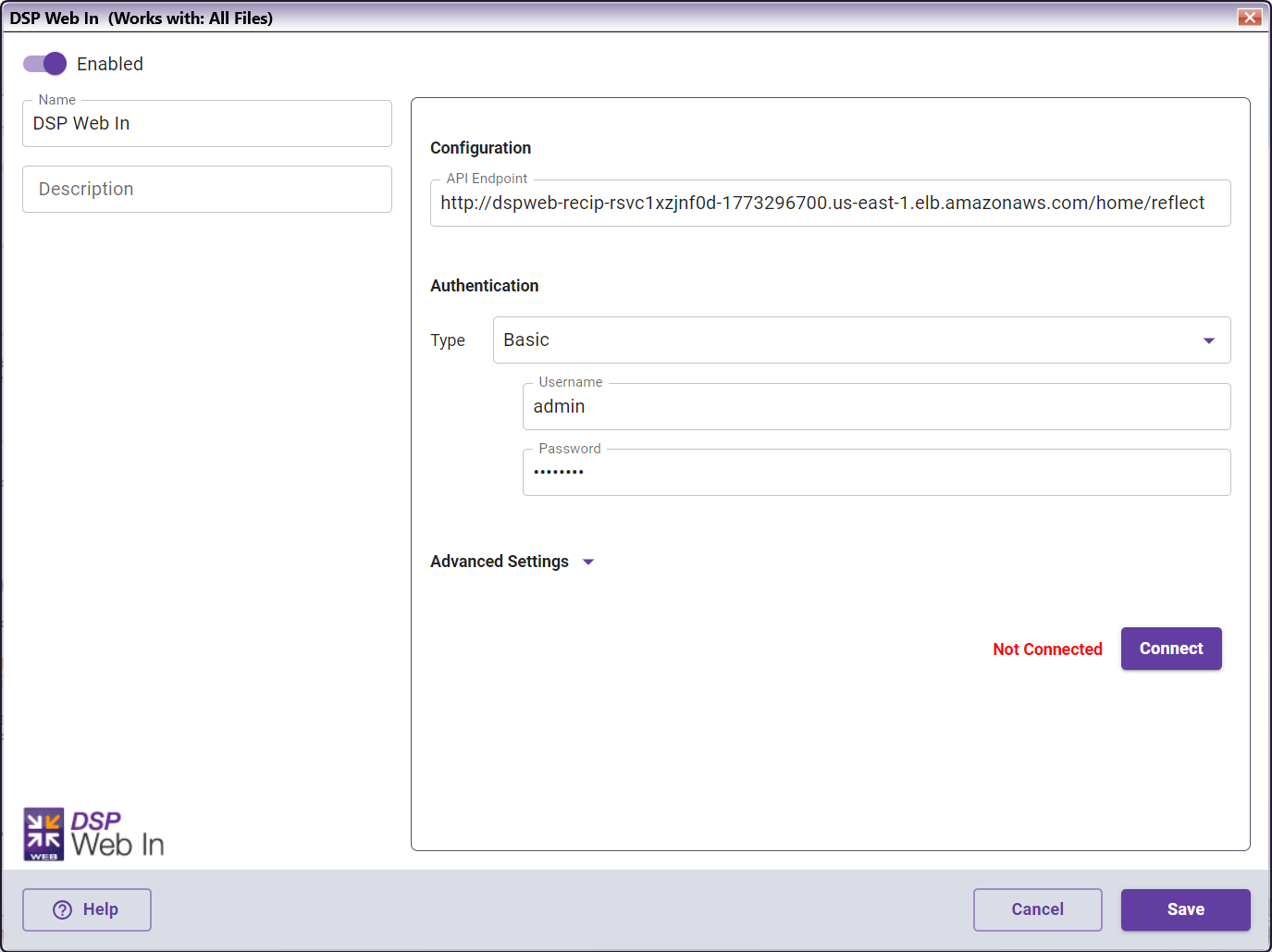 DSP Web In Node with Authentication