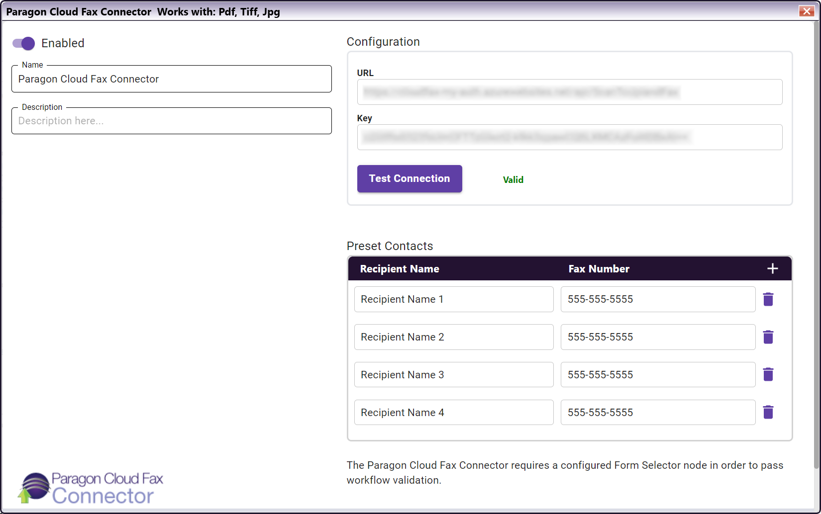 Paragon Cloud Fax Connector with a Successful Connection