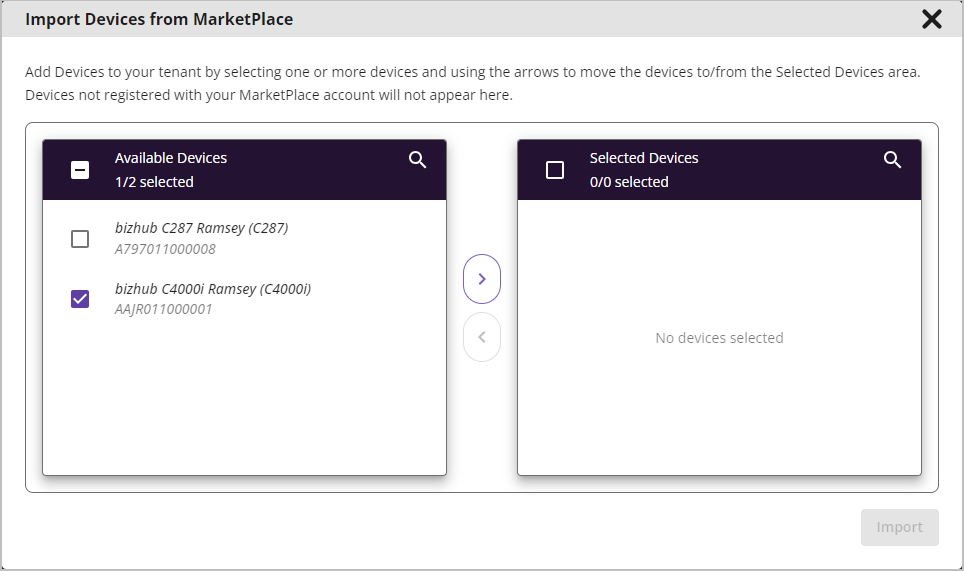 Import Devices Window