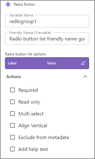 Radio Button Panel