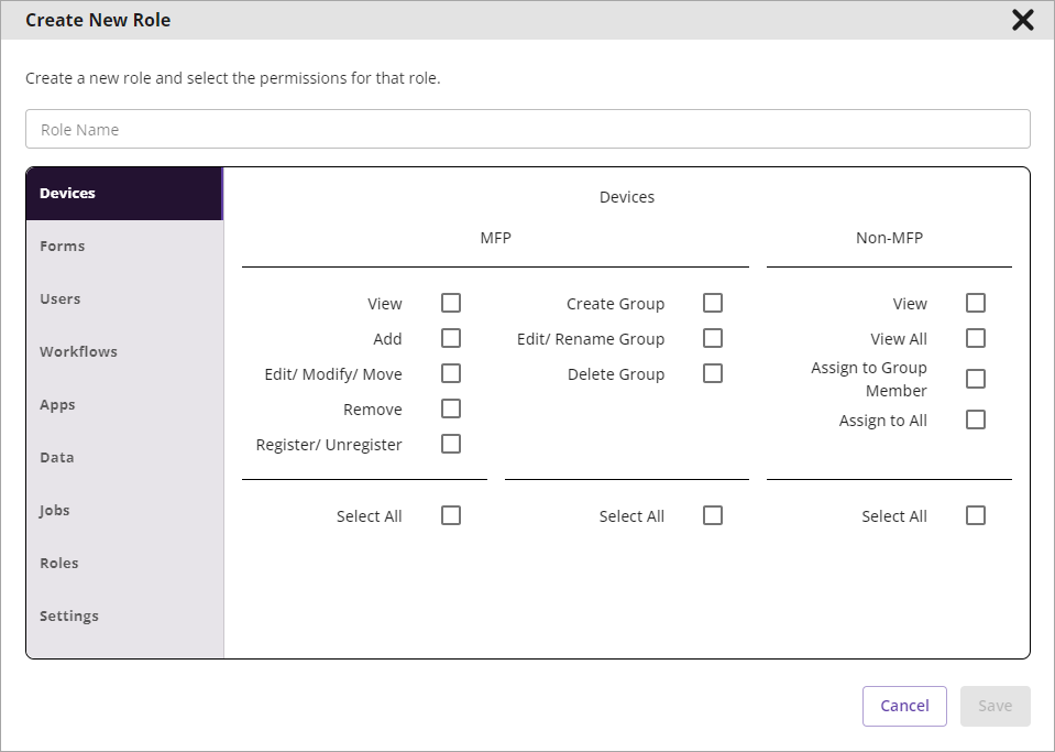 Create New Role window