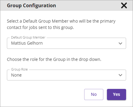 Group Configuration window