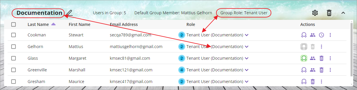 Group role for a user group