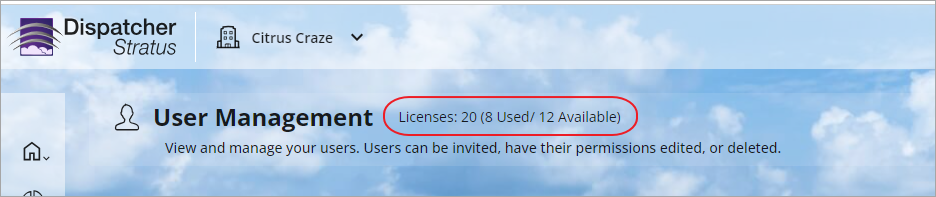 License count on the Page header bar